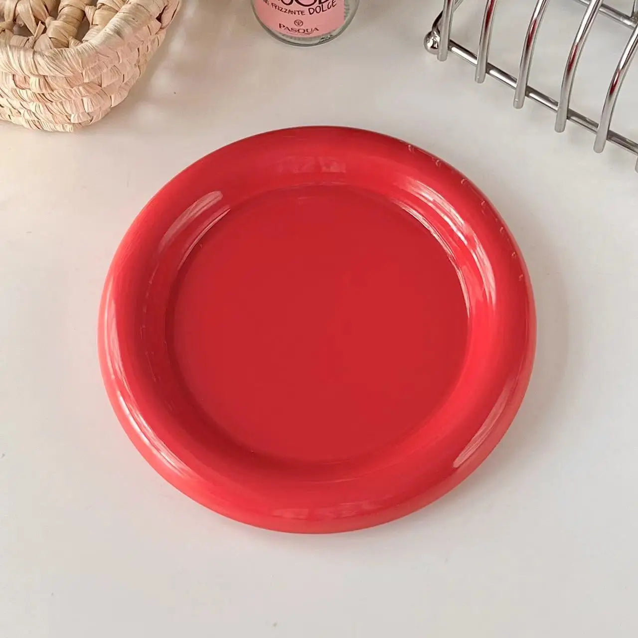 Round Ceramic Plate - Thick-Edged Nordic Tableware for Steak and Main Course - ZOOMNSTORE