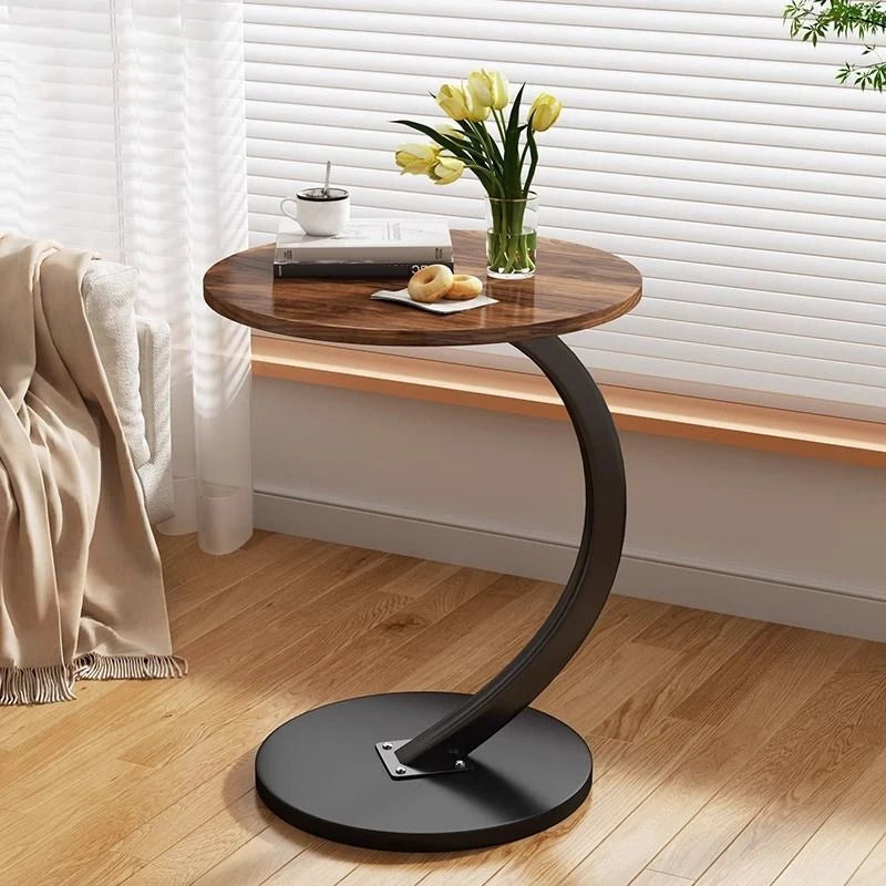 Round Movable Mini Coffee Table - Small Luxury Bedside Table - ZOOMNSTORE