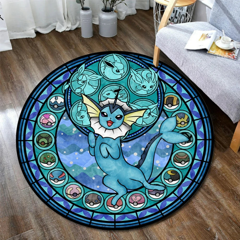 Pokemon Sylveon Round Rug - Elegant Floor Mat for Living Room and Gaming Chair Decor - ZOOMNSTORE
