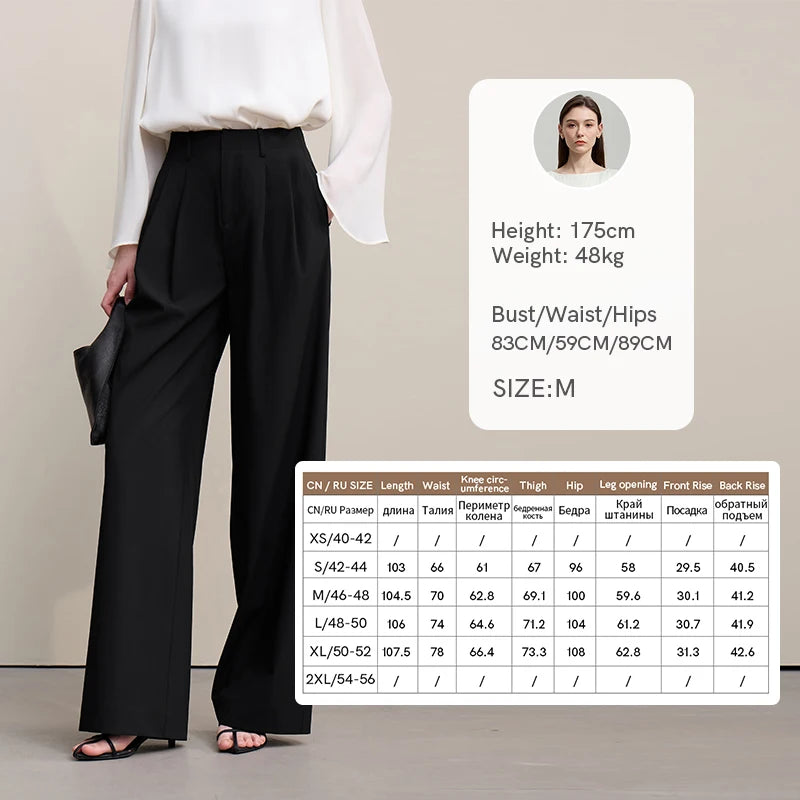 Amii Minimalism Women' S Pants 2026 Spring New Versatile Pleated Loose Wide-leg Pants Solid Color Casual Basic Trousers 12641076