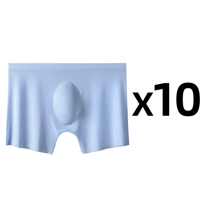 Mens Ice Silk Boxers - 10 Pcs Ultra-Thin Seamless Breathable Underwear