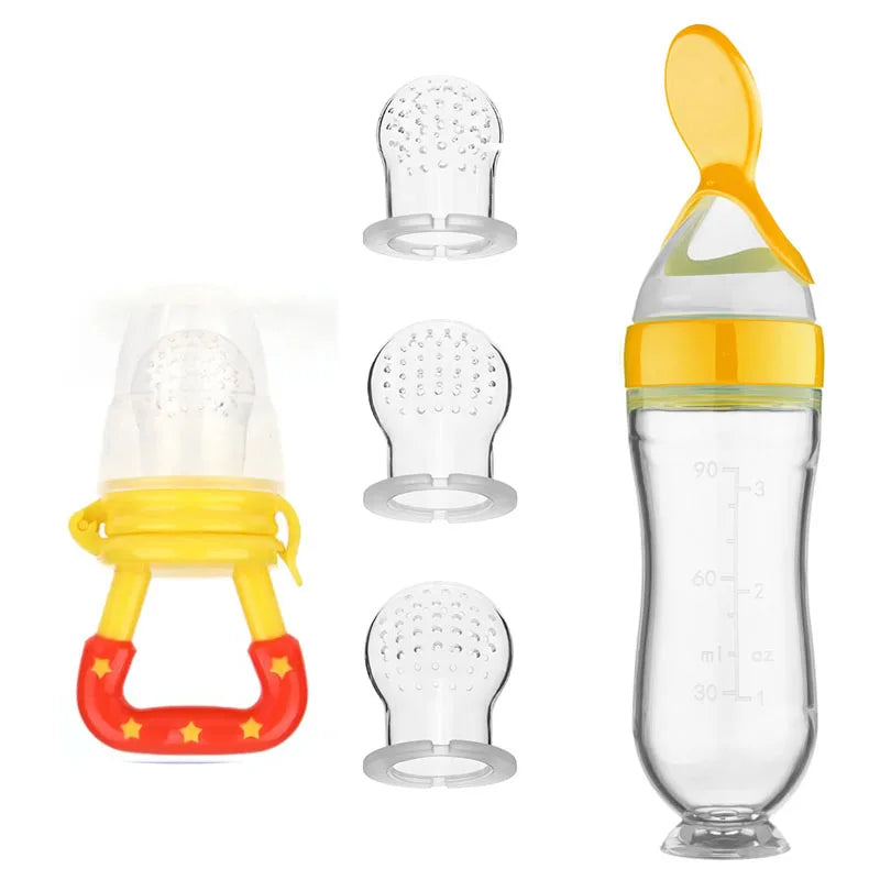 5pcs Silicone Squeezing Feeding Bottle Spoon Bottle Feeder Newborn Baby Training Drink Spoon Safe Tableware Training Feeder