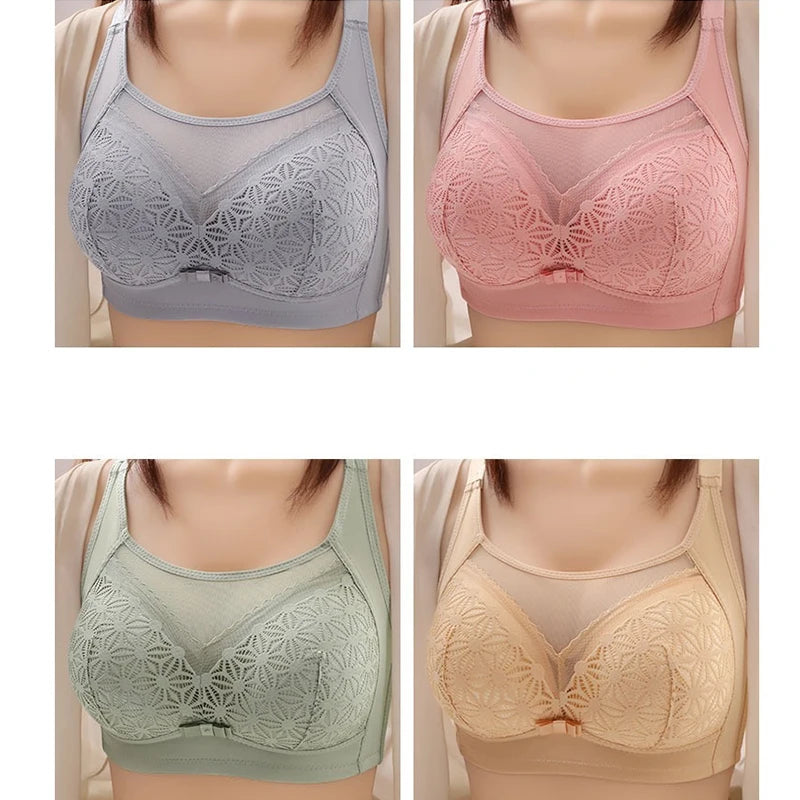 2PCS New High-end U-shaped Back With No Steel Ring Gathered And Adjusted Bra Thin Cup Breathable Breasted Underwear Mom's Bra