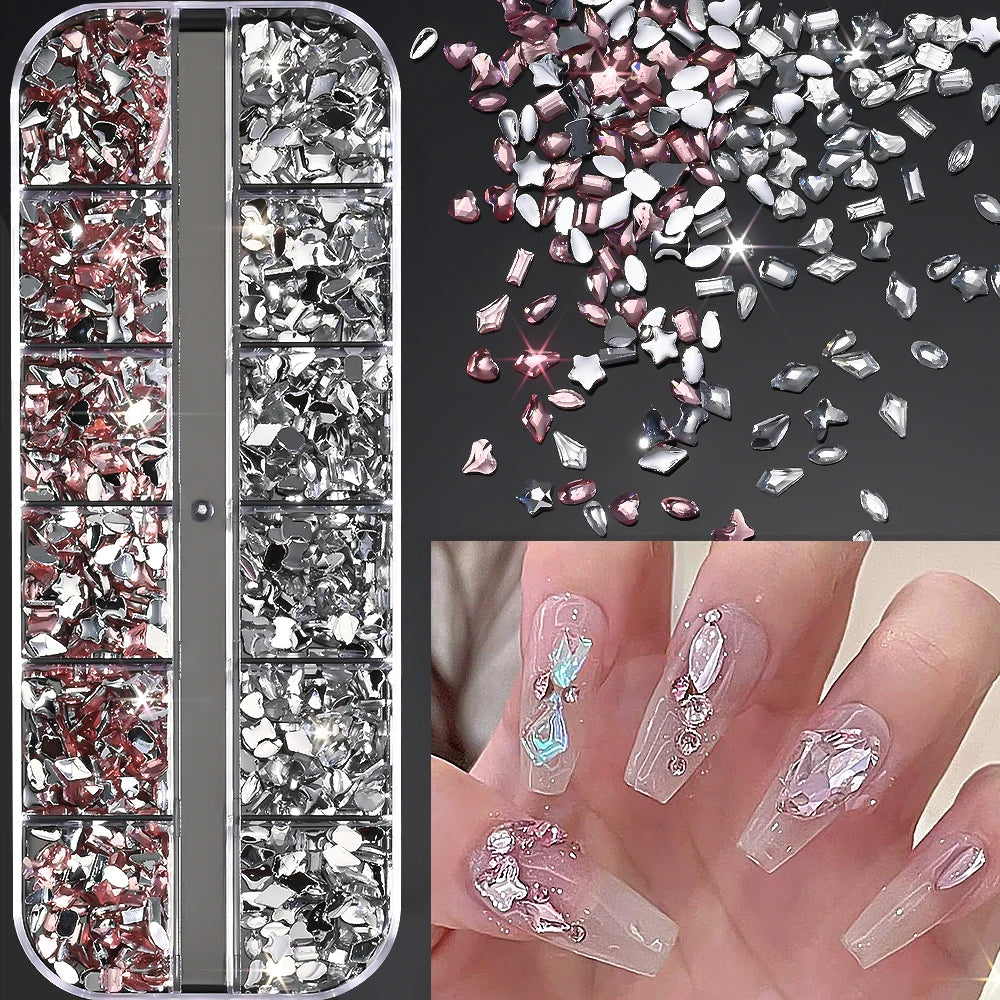 Ocean Gold Nail Art Charms - 3D Shell Seahorse Starfish Pearl Gems Studs