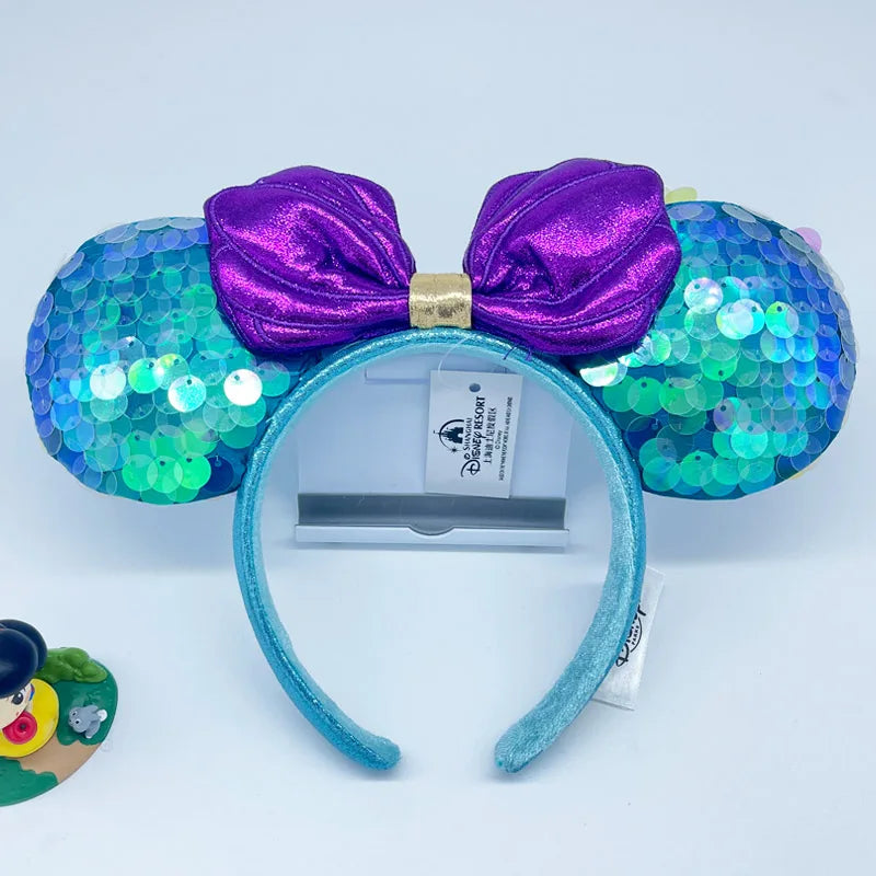Minnie Mouse Ear Headband - Disney Plush Sequin Accessory for Adults Kids