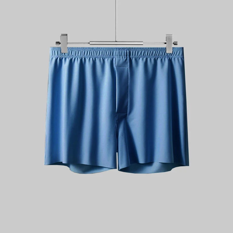 Men's Ice Silk Boxers Shorts Large Size Underwear Man Mid Waist Loose Arrow Pants Boy Home Pajamas Underpants Breathable Panties