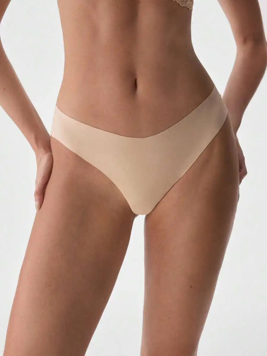 Seamless Thong Panties For Women, Breathable Comfortable High Elasticity Solid Color Quick Dry Daily Wear