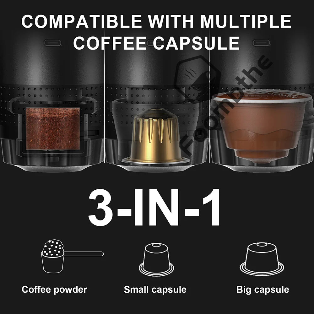 Portable Wireless Espresso Coffee Maker - 3-in-1 Travel Machine for Car Camping - ZOOMNSTORE