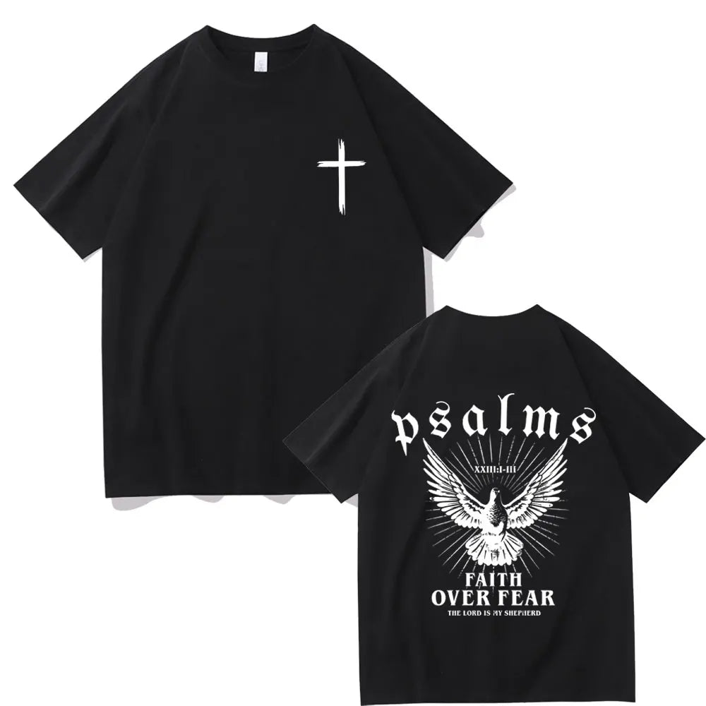 Faith Over Fear Dove T-Shirt - Casual Oversized Cotton Tee for Men Women - ZOOMNSTORE