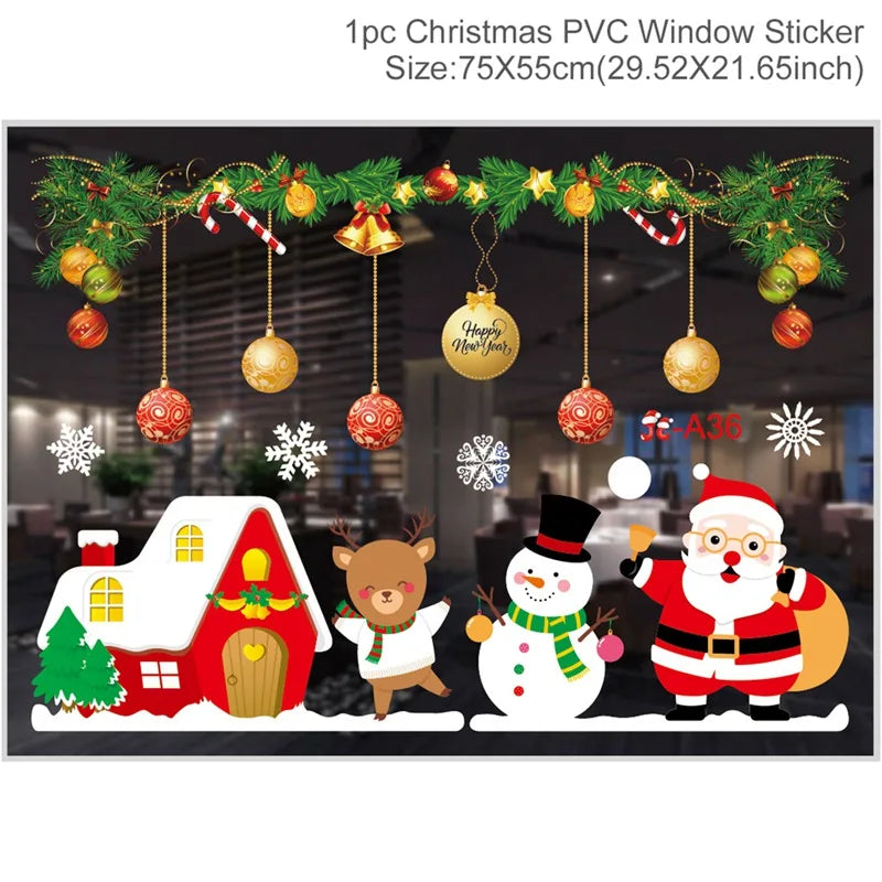 Merry Christmas Window Sticker - Holiday Home Decorations 2024-2025
