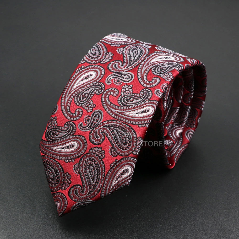 Mens Paisley Necktie - Grey Brown Green Wedding Business Tie