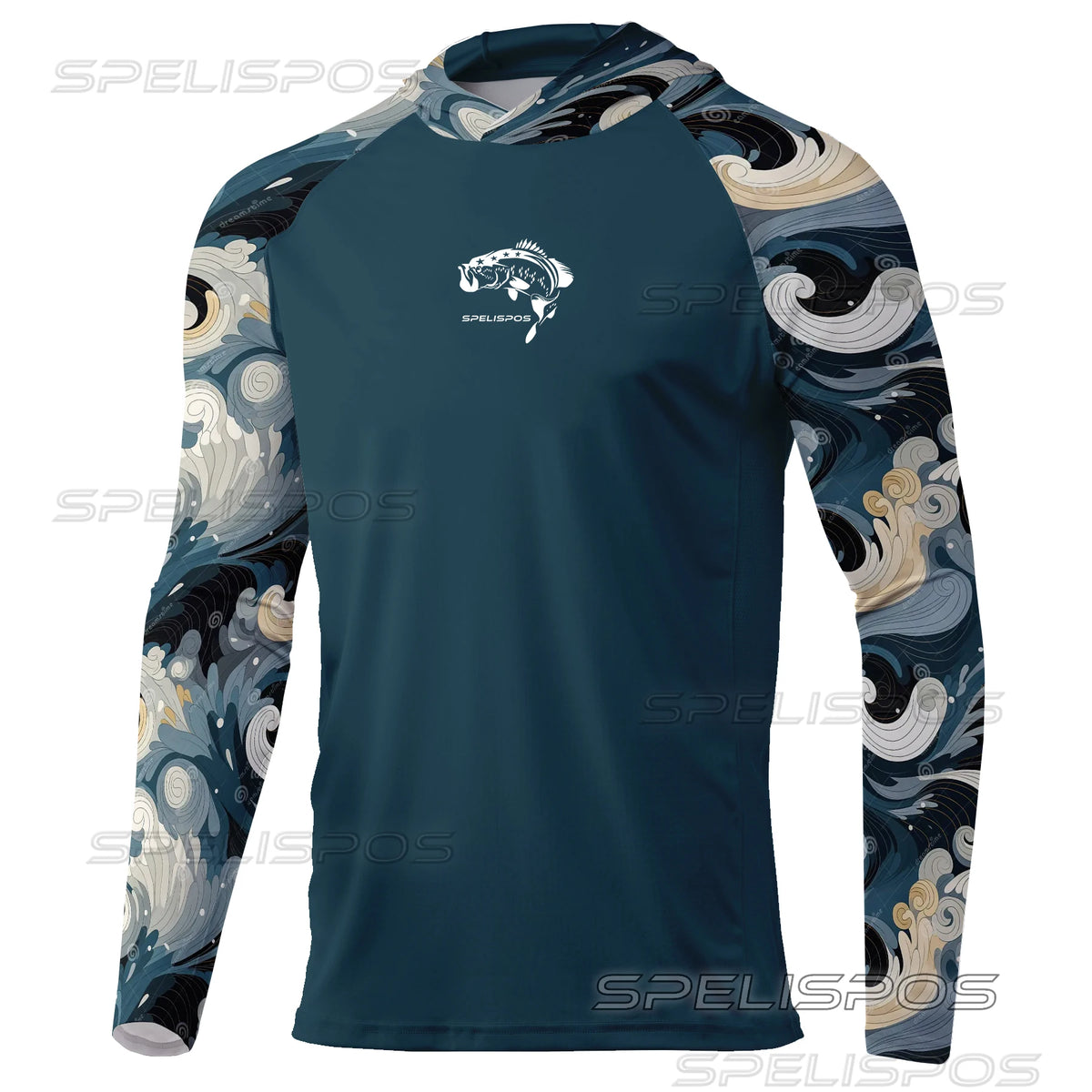SPELISPOS New Men Fishing Hoodie Summer Breathable Long Sleeve Fishing Jersey Sun Protection UPF 50+ T-shirt Camisa De Pesca