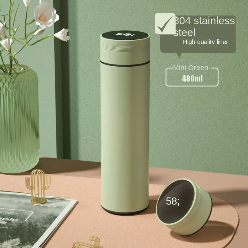 Smart Stainless Steel Water Bottle - 500ml Thermos with Temperature Display Leakproof Vacuum Flask Ideal Coffee Cup Gift - ZOOMNSTORE
