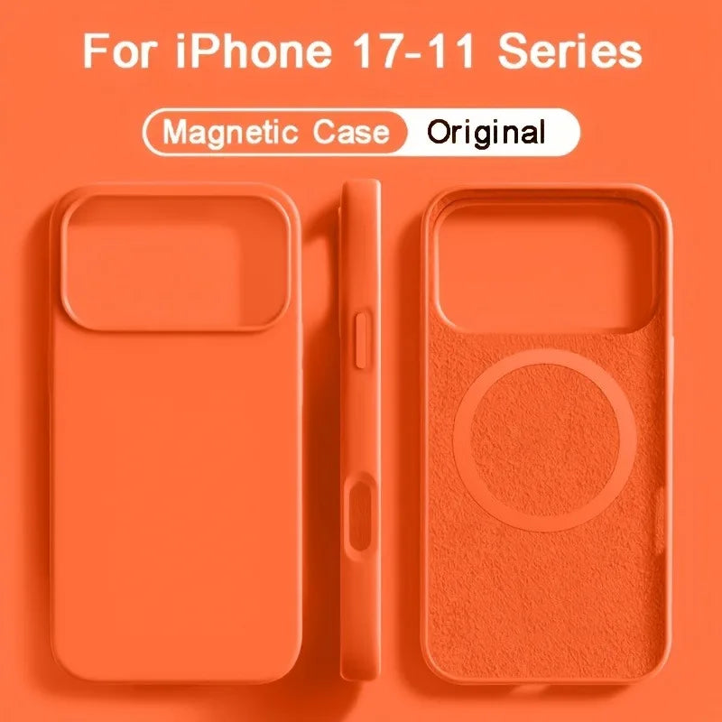 For Magsafe Magnetic Liquid Silicone Case For iPhone 17 16 15 14 13 Pro Max 17Pro Air 16Pro Wireless Charge Soft Cases Cover