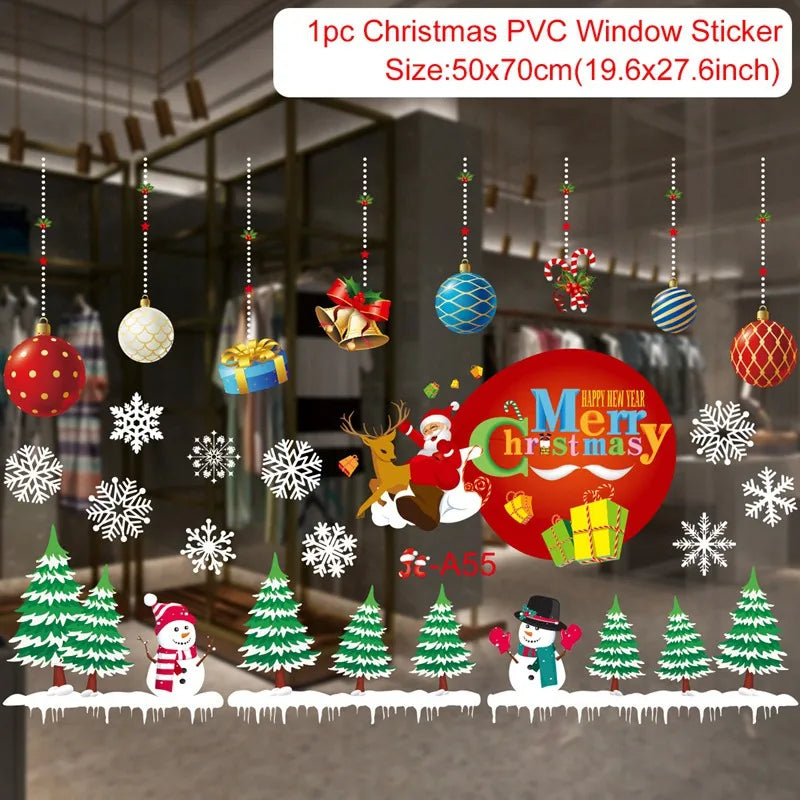 Merry Christmas Window Sticker - Holiday Home Decorations 2024-2025