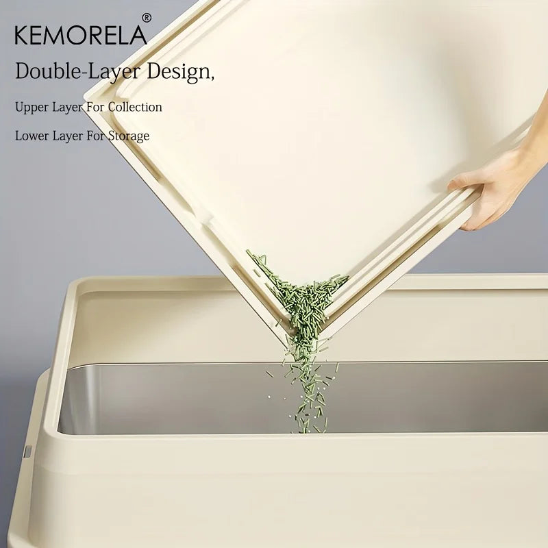 Extra Large Stainless Steel Enclosed Cat Litter Box with Lid - Leak-Proof High-Sided Litter Pan - ZOOMNSTORE