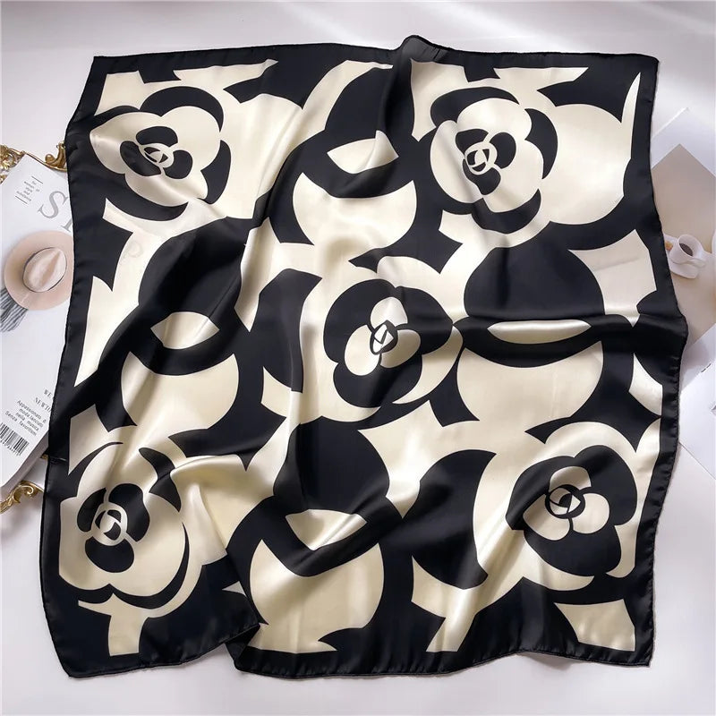 Luxury Silk Square Scarf - 70cm Satin Neck Tie Hair Bandana for Women
