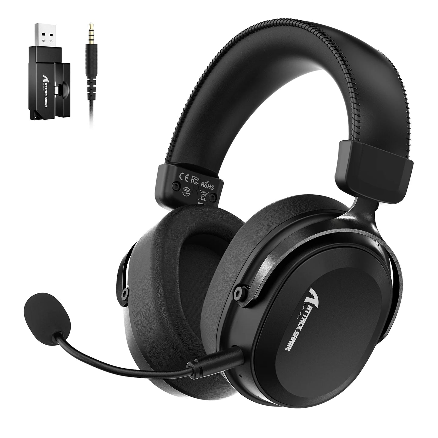 ATTACK SHARK L30 Pro Wireless Gaming Headset with 2.4Ghz/BT/Wired, Long Battery Life with Detachable Microphone 7.1 Surround Sou