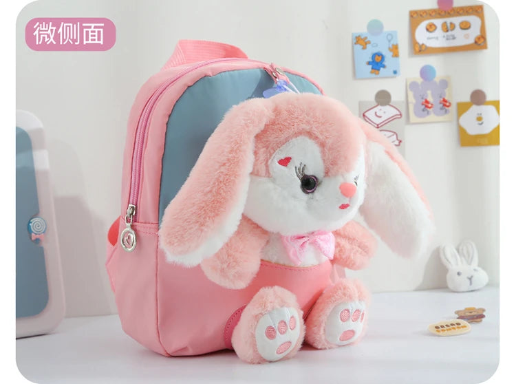 Plush 3D Rabbit Backpack - Cute Cartoon School Bag for Kids - ZOOMNSTORE
