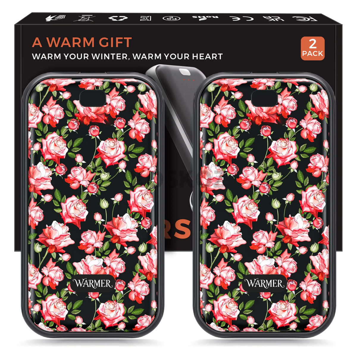 Rechargeable Electric Hand Warmers 2-Pack, Slim Pocket Design, USB-C Charging, 3 Heat Settings for Outdoor Use, Camping