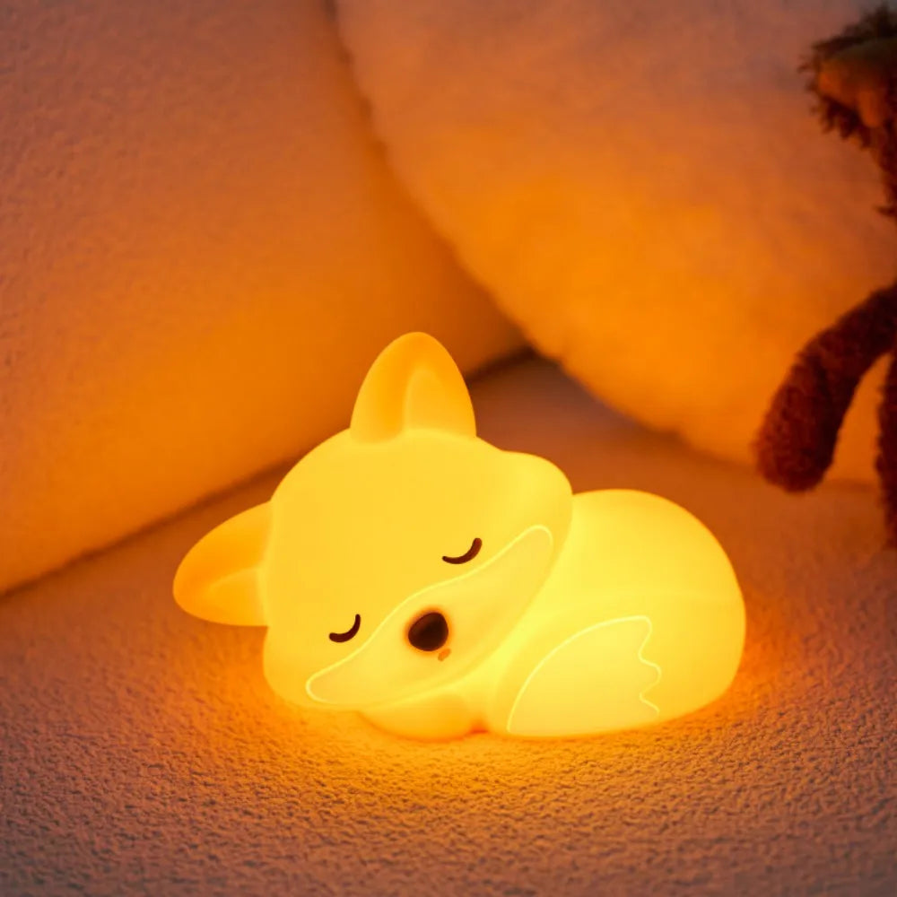 Silicone Night Light - Rechargeable Animal Night Lamp with Touch Sensor for Kids
