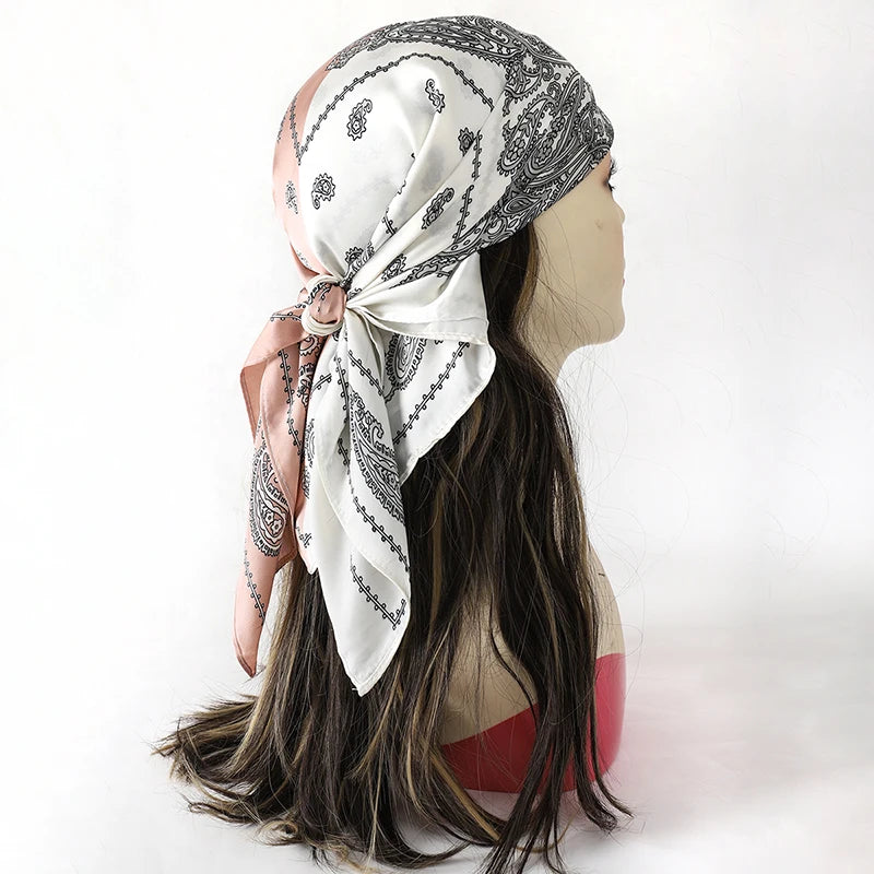 Luxury Silk Head Scarf - Soft Summer Foulard Bandana for Women