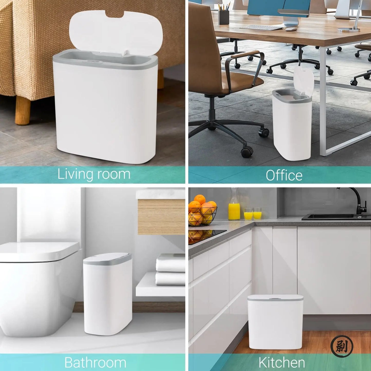 Touchless Motion Sensor Trash Can - Automatic Waterproof Slim Garbage Bin for Bathroom and Kitchen