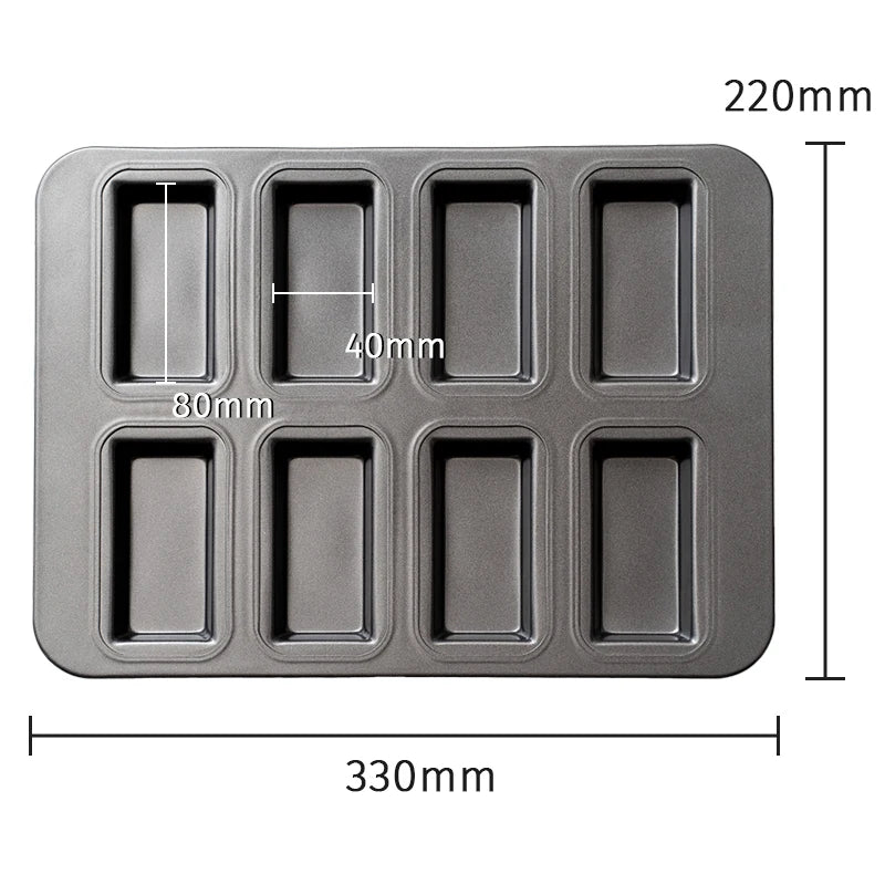 Carbon Steel Baking Pan – 8 Cavity Madeleine Cake Mold with Non-Stick Coating