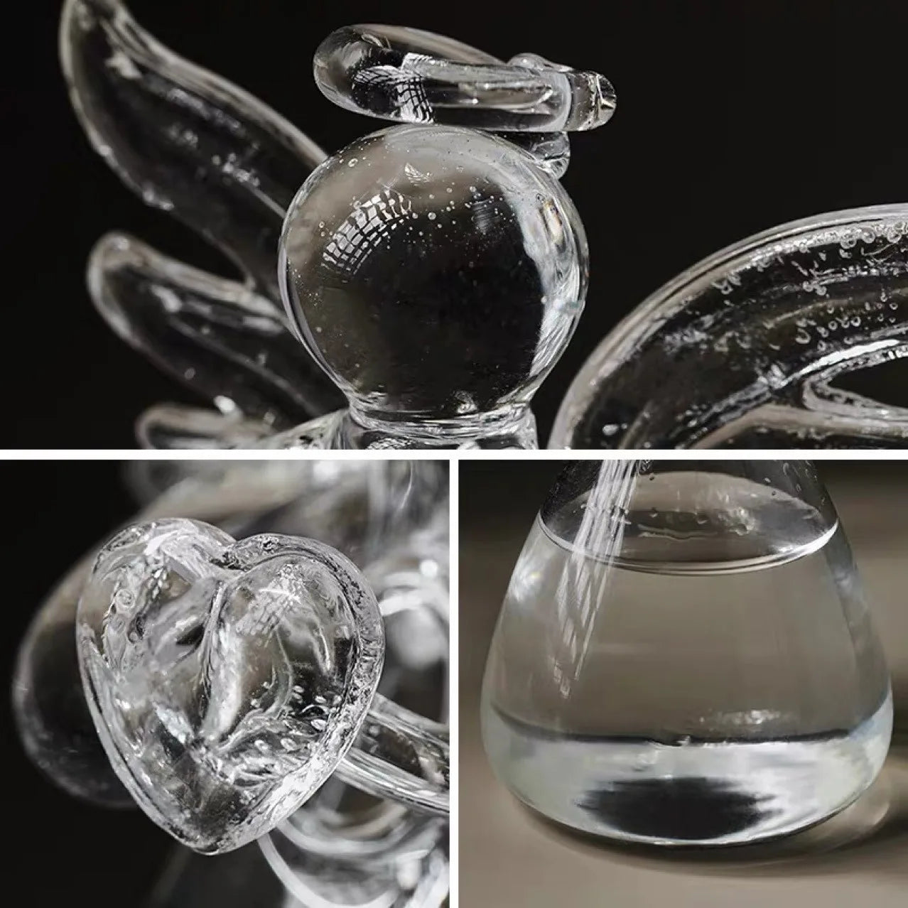 Handmade Angel Glass Vase - Mini Crystal Tabletop Decor for Home Office Wedding Gift - ZOOMNSTORE