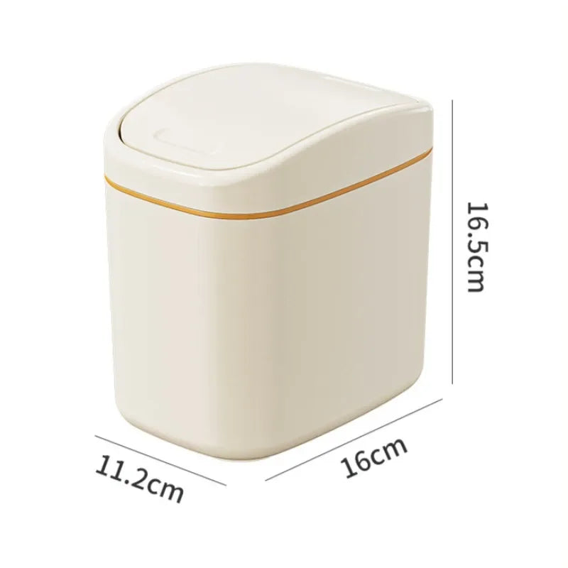 Mini Desktop Trash Can - Small Plastic Waste Bin with Shake Cover for Home Office