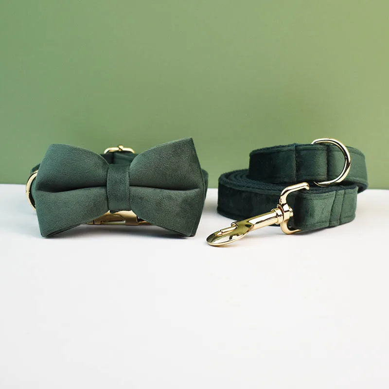 Velvet adjustable dog CollarLeash,Gold dog Collar and leash set,Dog Collar Leash and harness set strong large dog