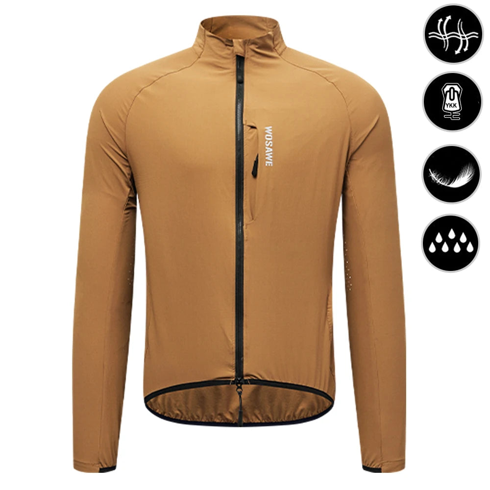 WOSAWE Cycling Jacket Lightweight Windproof Long Sleeved MTB Road Bike Windbreaker Reflective Breathable Jacket Bicycle Clothing