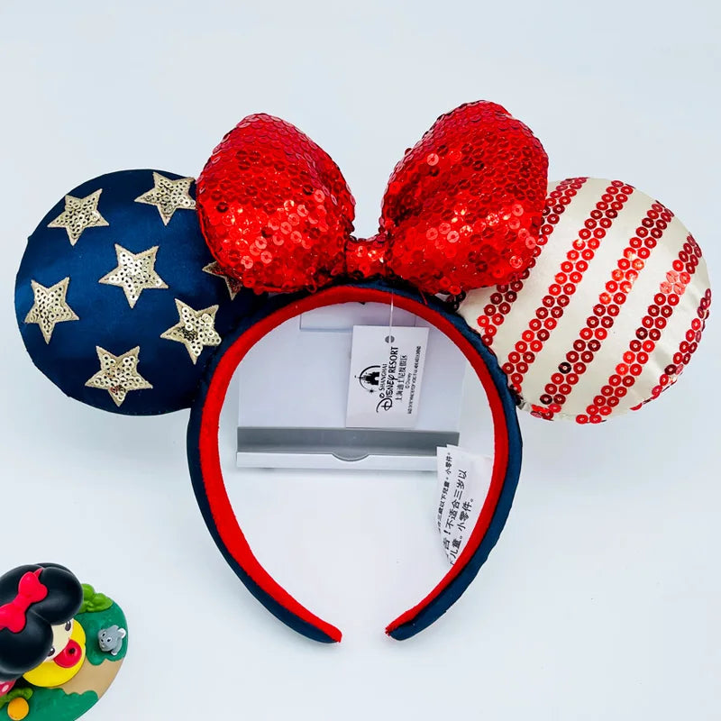 Minnie Mouse Ear Headband - Disney Plush Sequin Accessory for Adults Kids