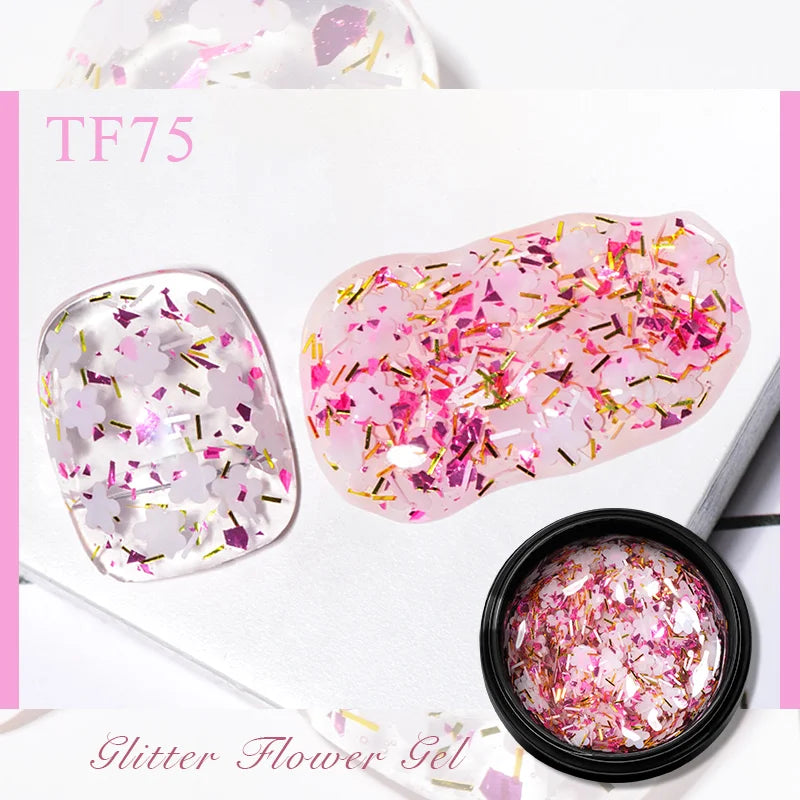 Pink Dried Flower Gel Nail Polish - Natural Flower Fairy Art Soak Off UVLED Varnish