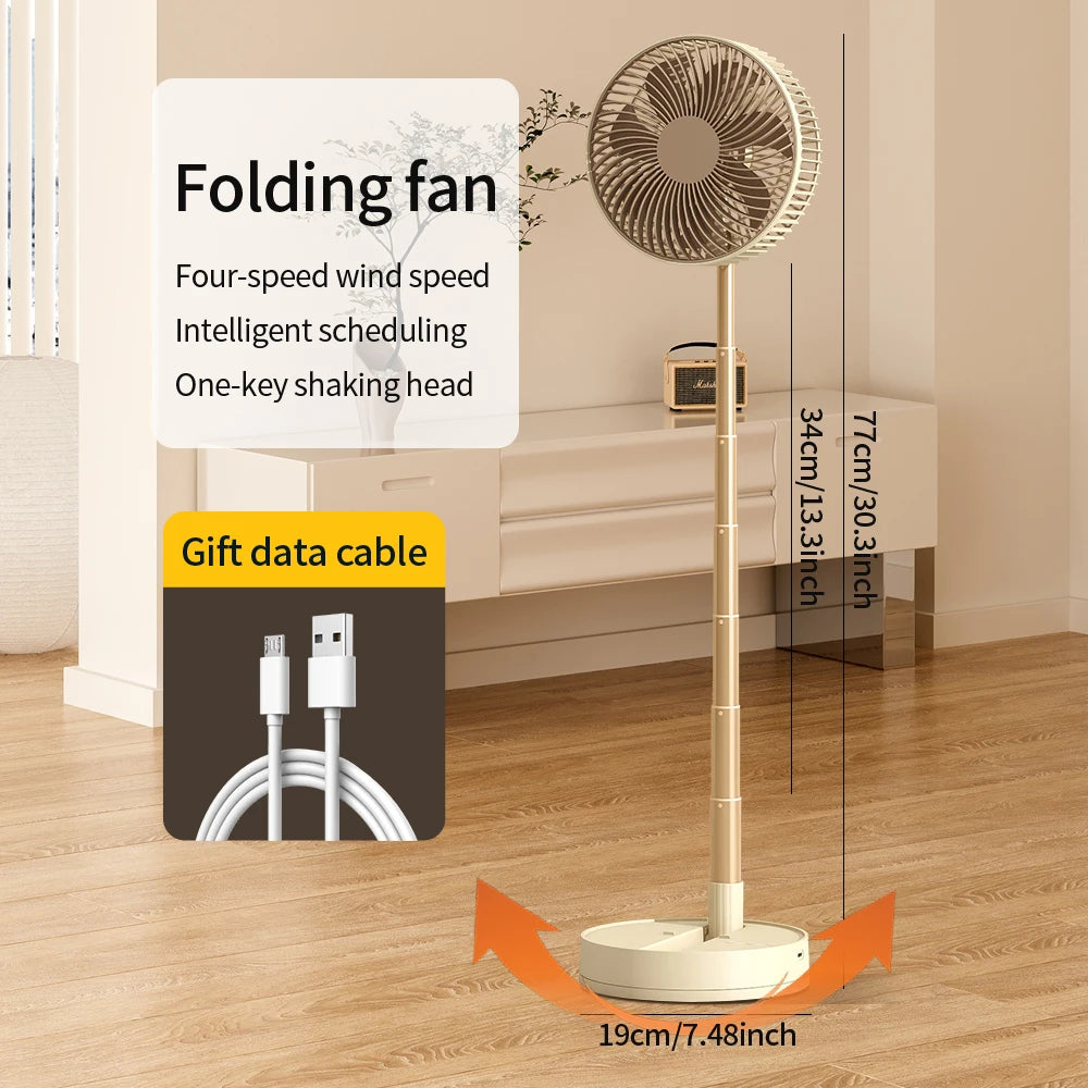 Oscillating Desk Fan – 8-inch 5400mAh Battery, 4-Speed Foldable