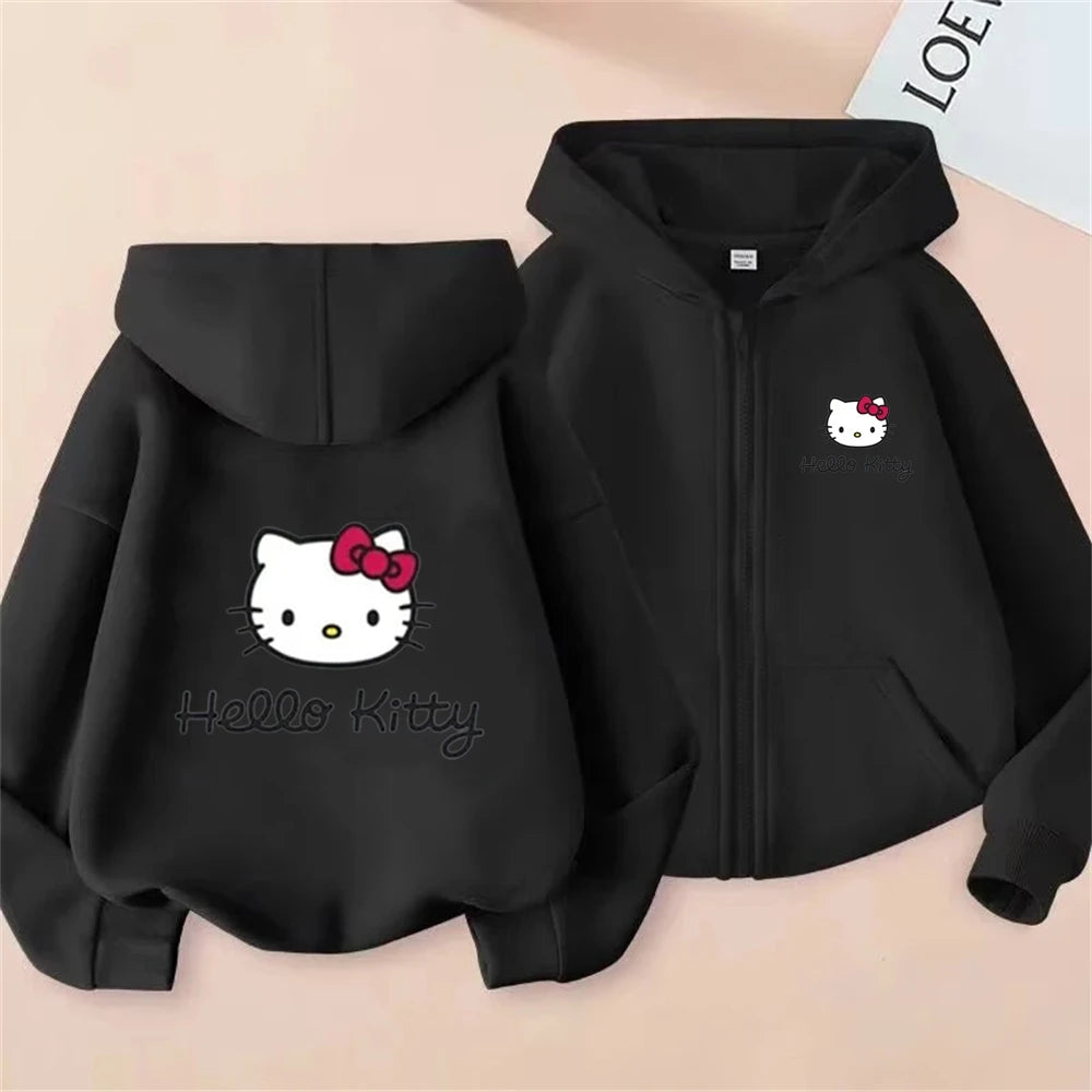 Hello Kitty Kids Hoodie - Pink Zipper Cardigan Sweatshirt for Ages 3-12 - ZOOMNSTORE