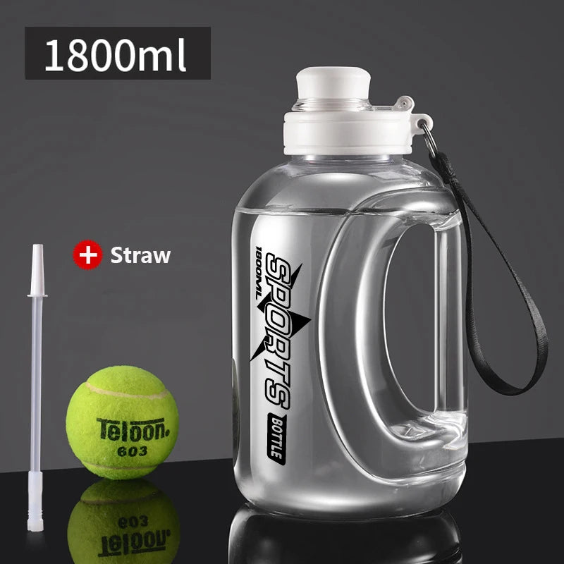 Large Capacity Water Bottle with Straw & Strap Portable Handle BPA Free Eco-Friendly Perfect for Outdoor Sports and Fitness