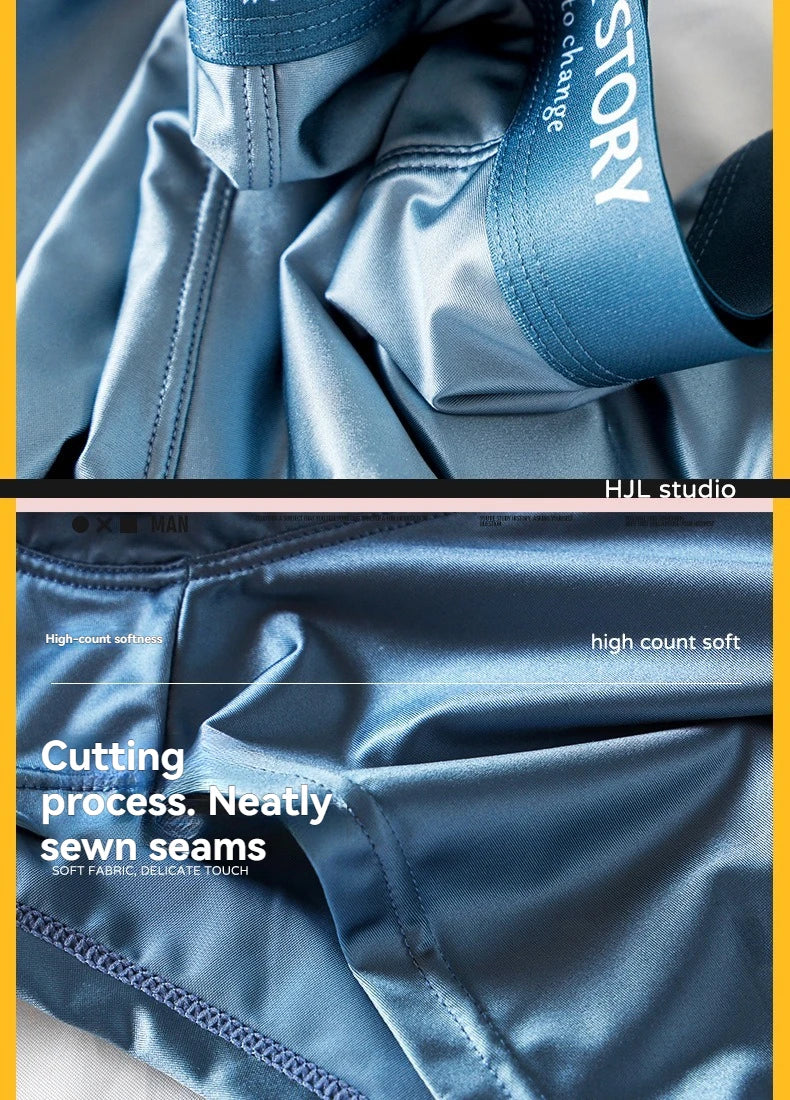Luxury Ice Silk Boxers - Breathable Satin Mens Underwear 3PCS