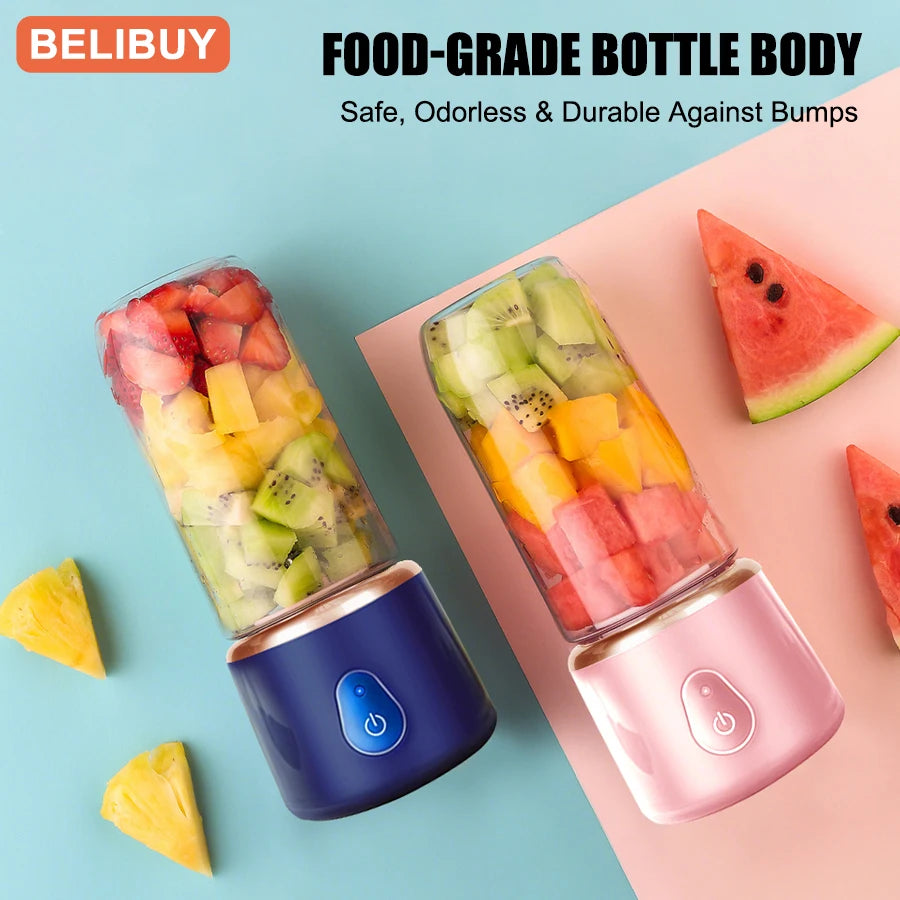 Portable USB Fruit Juicer Blender - Multifunctional Mini Juice Mixer with 6 Blades