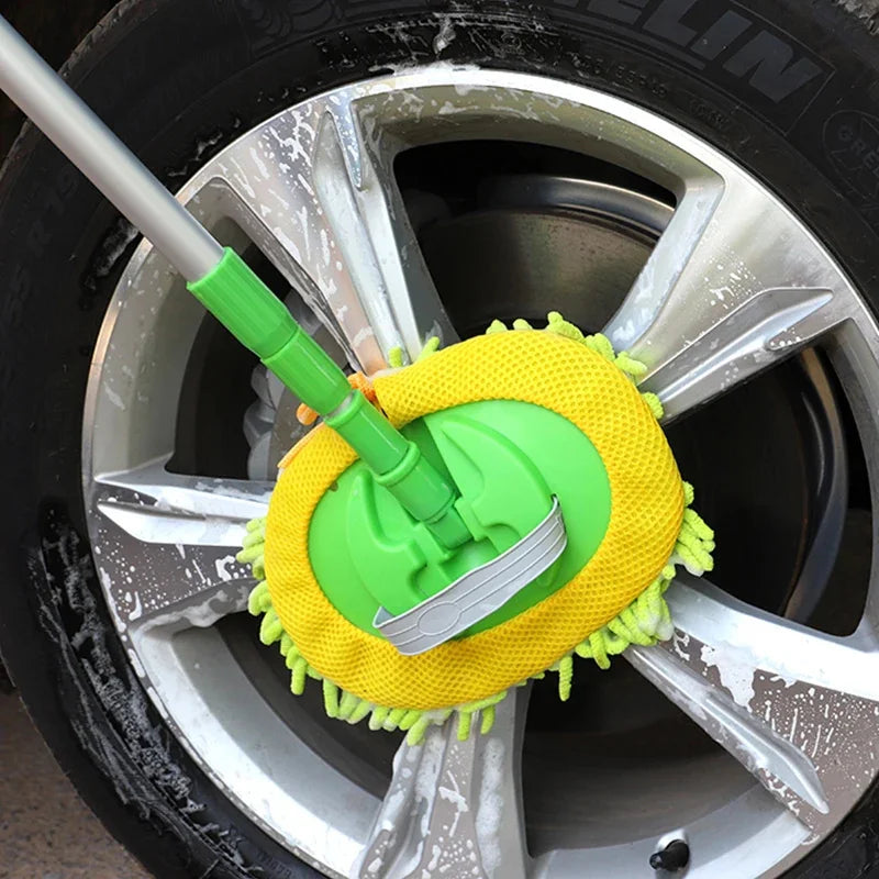Telescoping Car Cleaning Brush - 2-in-1 Wash Duster with Chenille Mop - ZOOMNSTORE