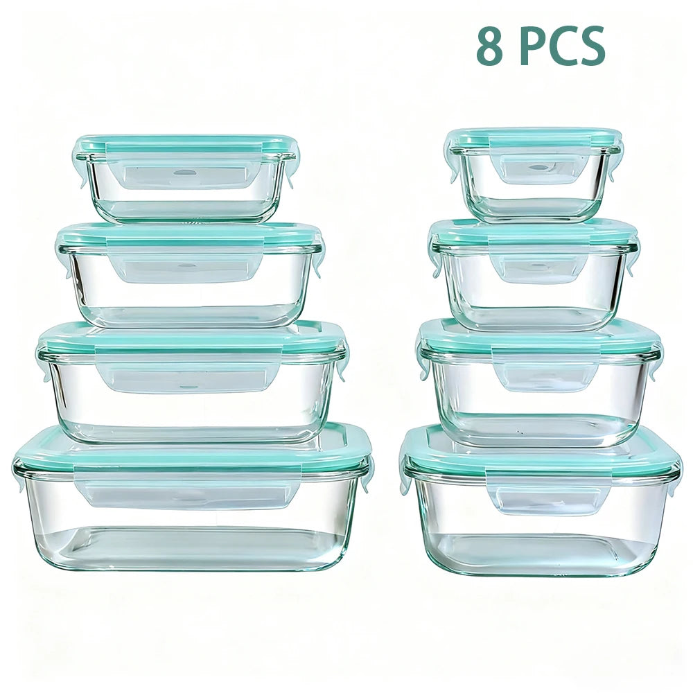 Glass Food Storage Containers – 8-Piece Airtight Leakproof Set