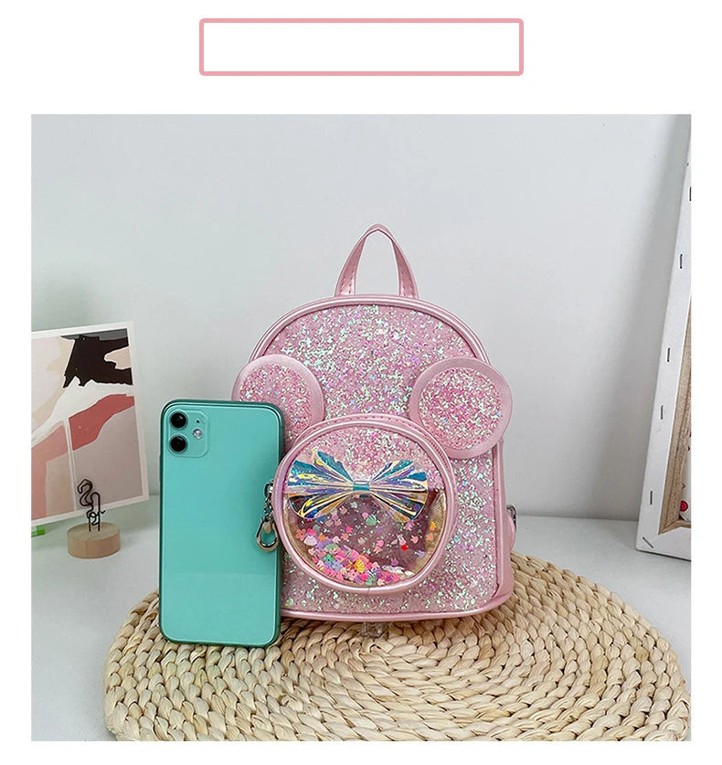 Cute Sequin Backpack for Girls - Cartoon Princess Kindergarten Schoolbag - ZOOMNSTORE