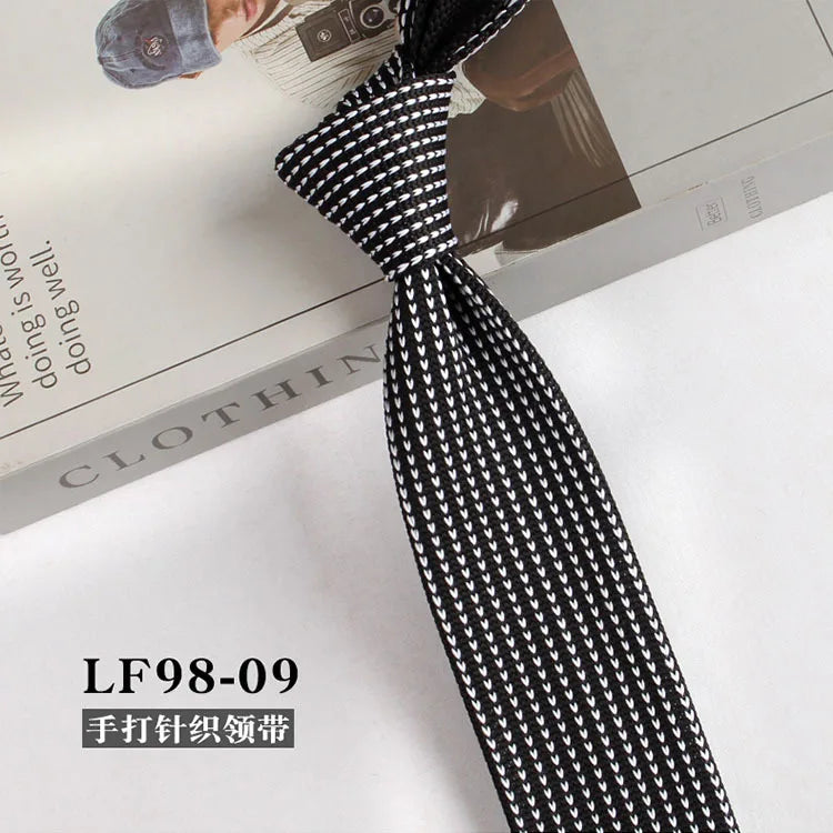 Narrow Striped Knitted Necktie for Men - Retro Korean Style Casual Cravat Accessory