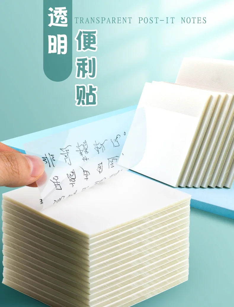 Transparent Waterproof Sticky Note Pads - 50100 Sheets for School Office