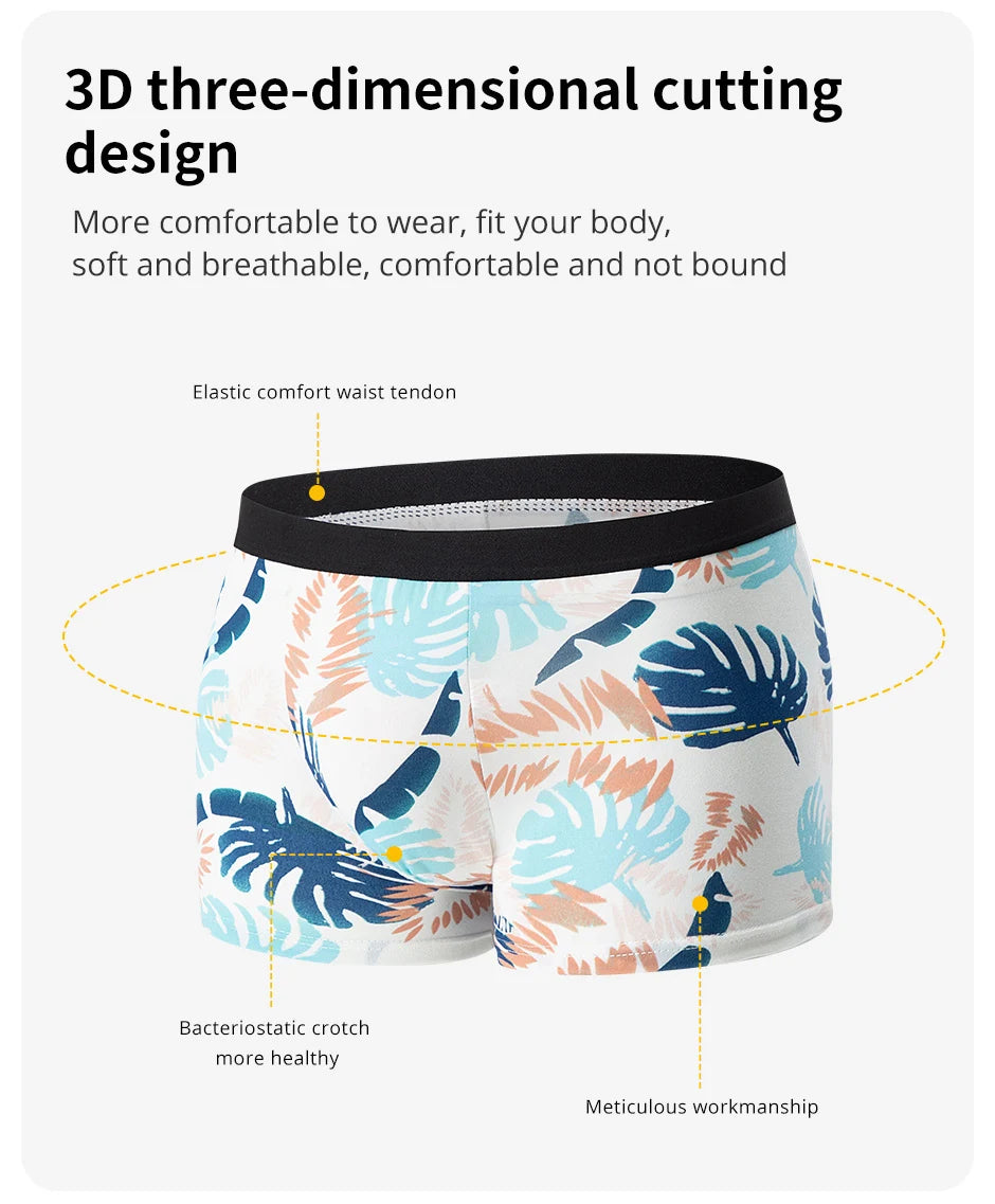 Mens 10-Piece Fashion Underwear Set - Comfortable Large Size Printed Boyshorts