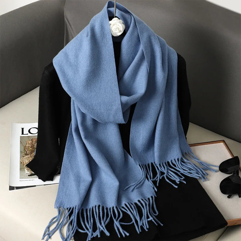 62-Color Cashmere Winter Scarf - Warm Thicken Pashmina Shawl with Tassels
