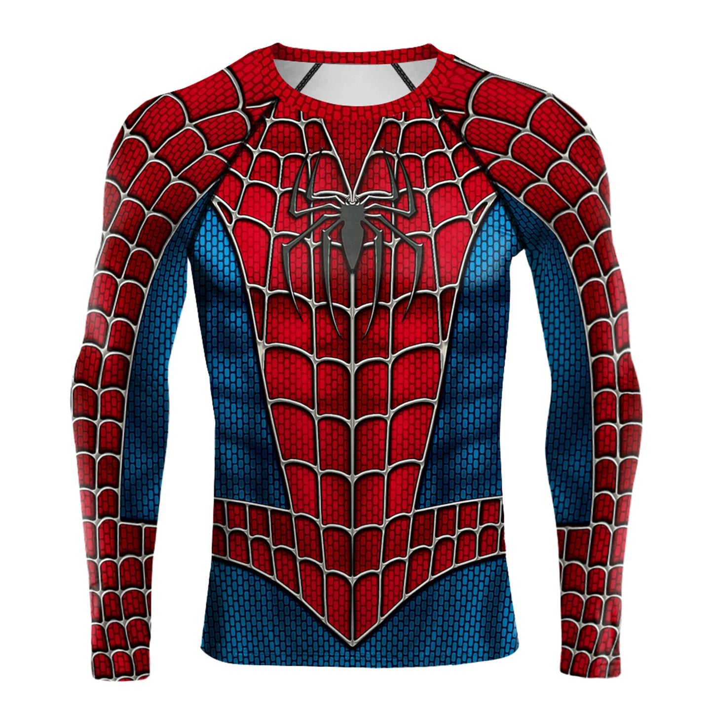 Mens Long Sleeve Spider-Man Compression Shirt - Superhero Cosplay Fitness Top - ZOOMNSTORE