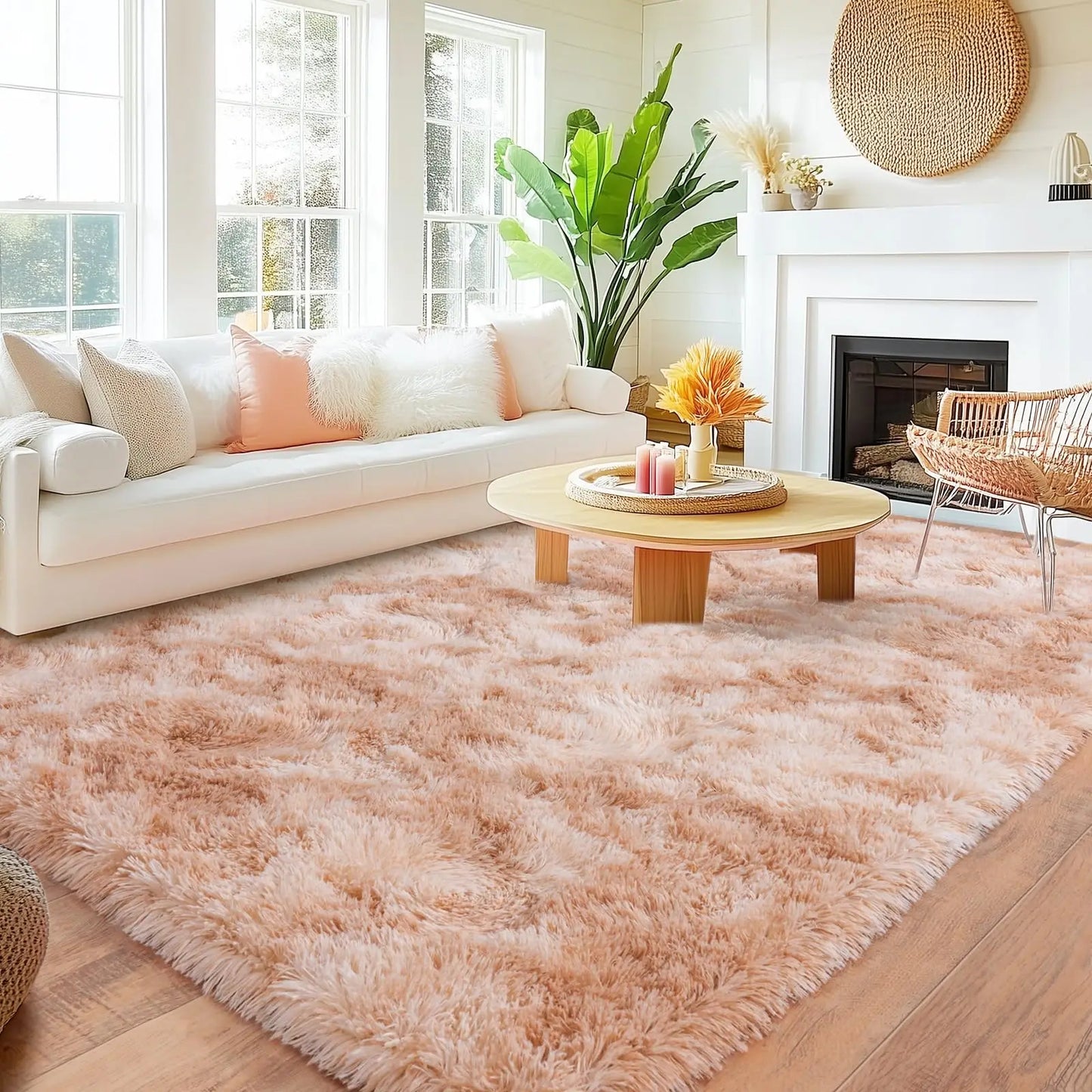 Plush Living Room Rug - Ultra-Soft Fluffy Floor Mat | Custom Size Rectangle Carpet