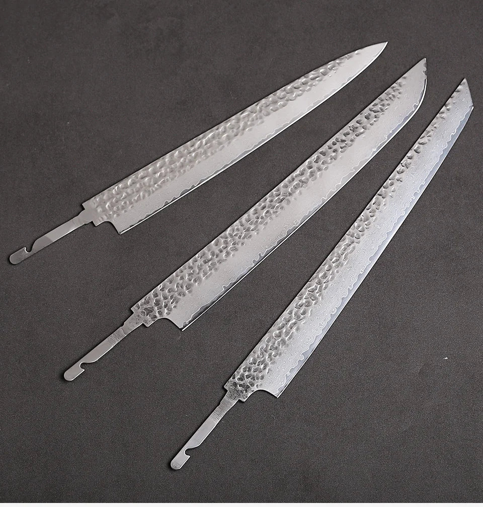 Damascus Steel VG10 Chef Knife Blank - Hand Forged Kitchen Knife Making Tool