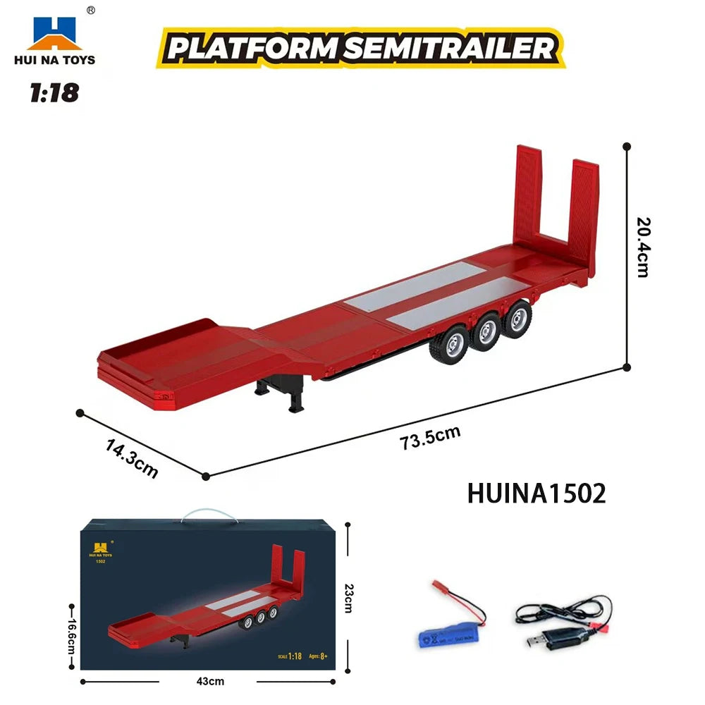 HUINA 1501 770S RC Tractor Truck - 118 Scale Alloy Engineering Vehicle with Lights and Sounds - ZOOMNSTORE